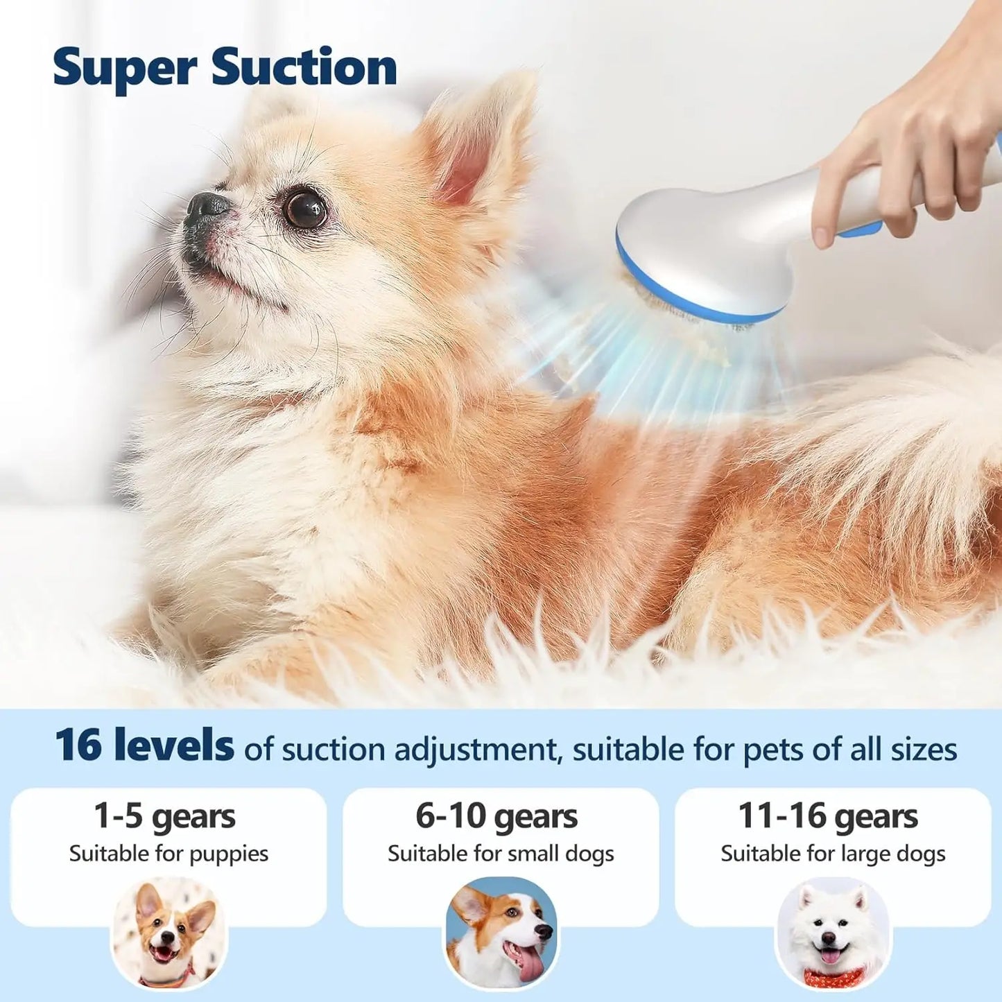 Hign Concerned Pet Grooming Vacuum Kit 5 In 1 For Dogs Cats