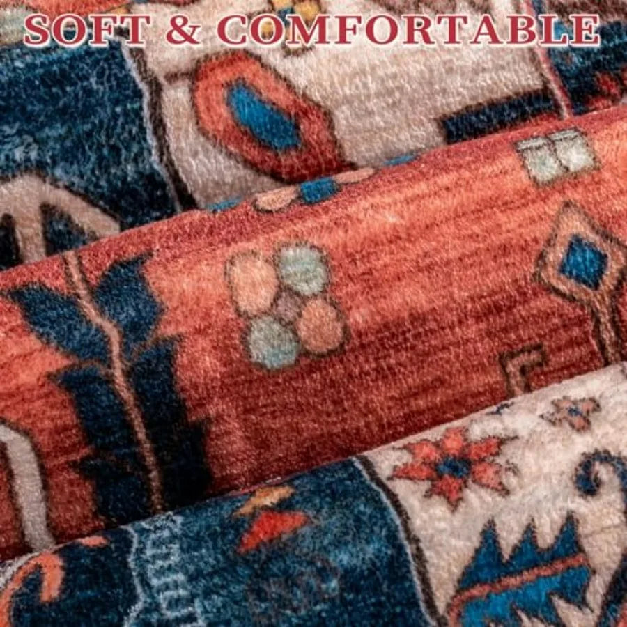 Hign-concerned Washable Area Rug Boho Geometric Non Slip