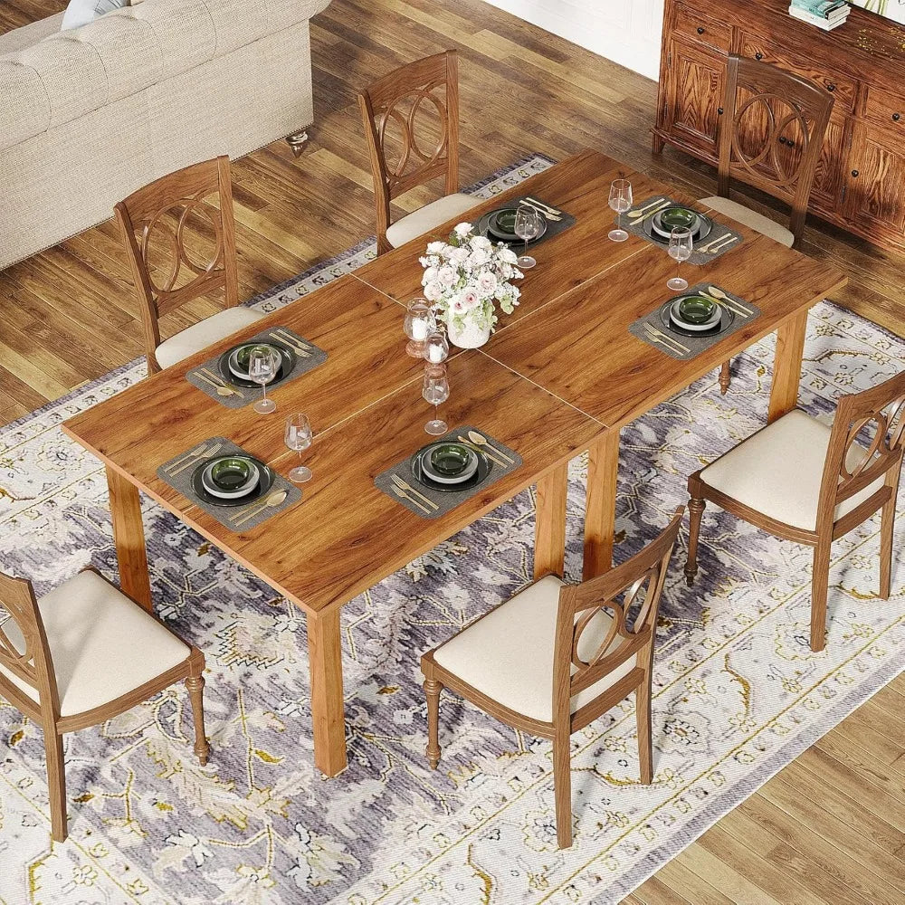 TANGXU Rustic Wood Dining Table Farmhouse Kitchen Living