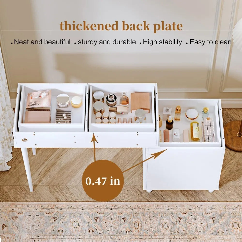 ANGDUO Vanity Desk With Mirror And Lights Modern Makeup