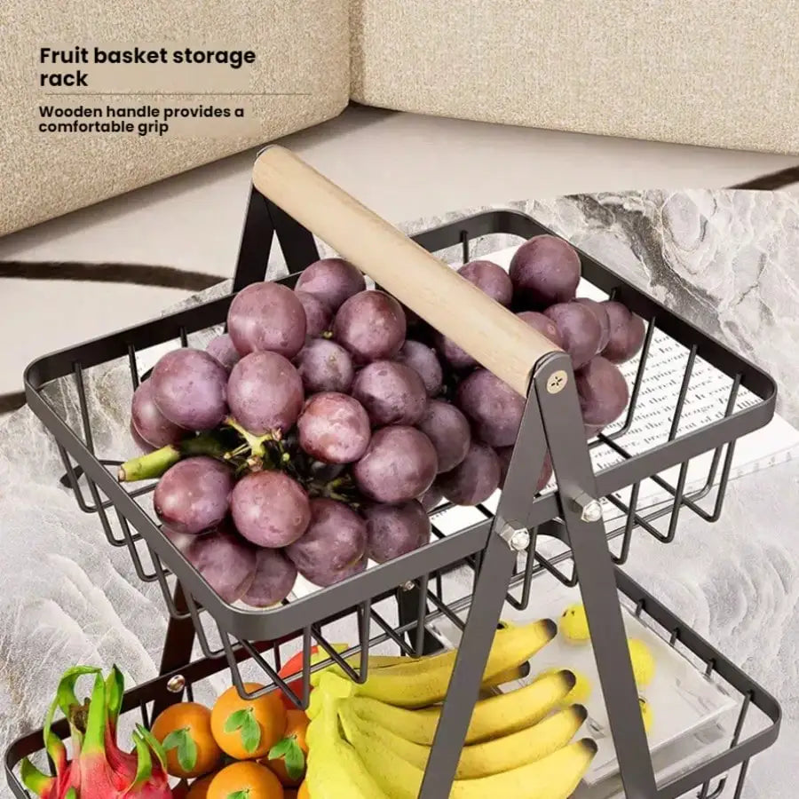 3-Tier Fruit Basket With Removable Shelf For Kitchen Storage