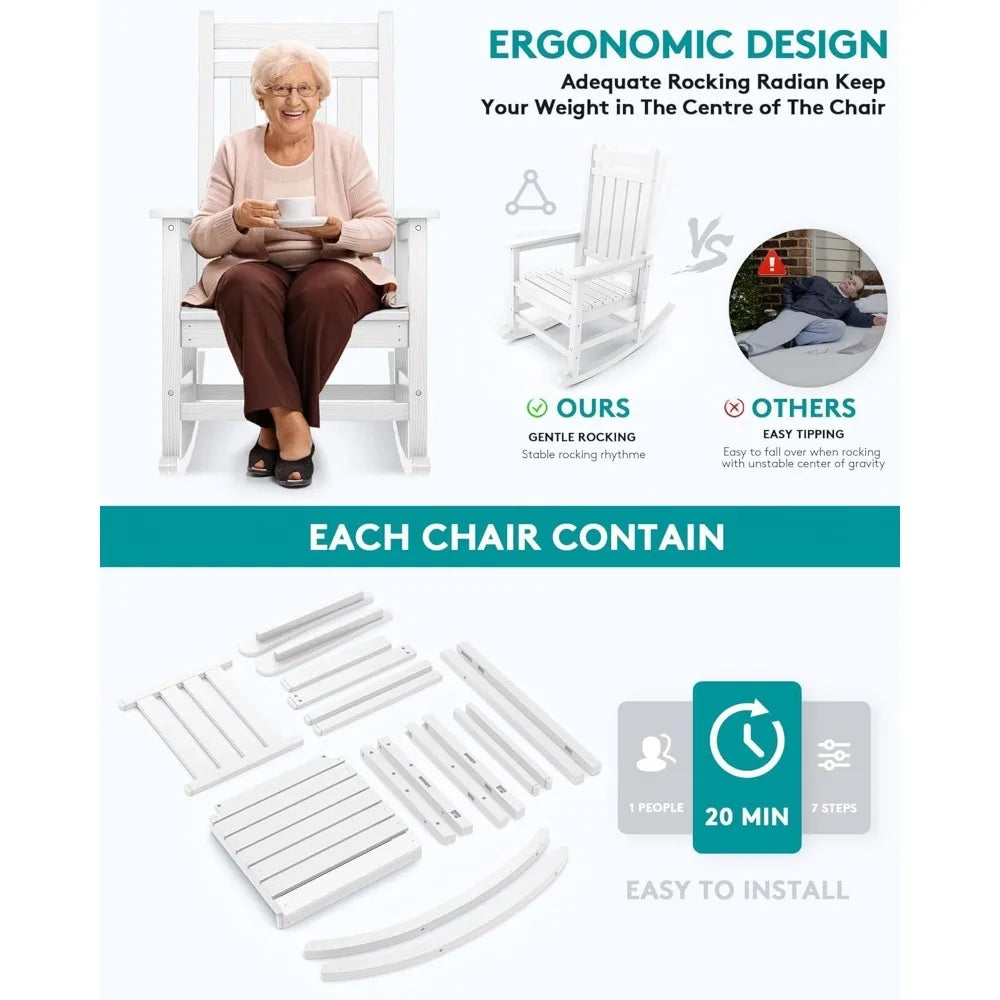 Angduo Outdoor Rocking Chair HDPE All Weather Porch Rocker