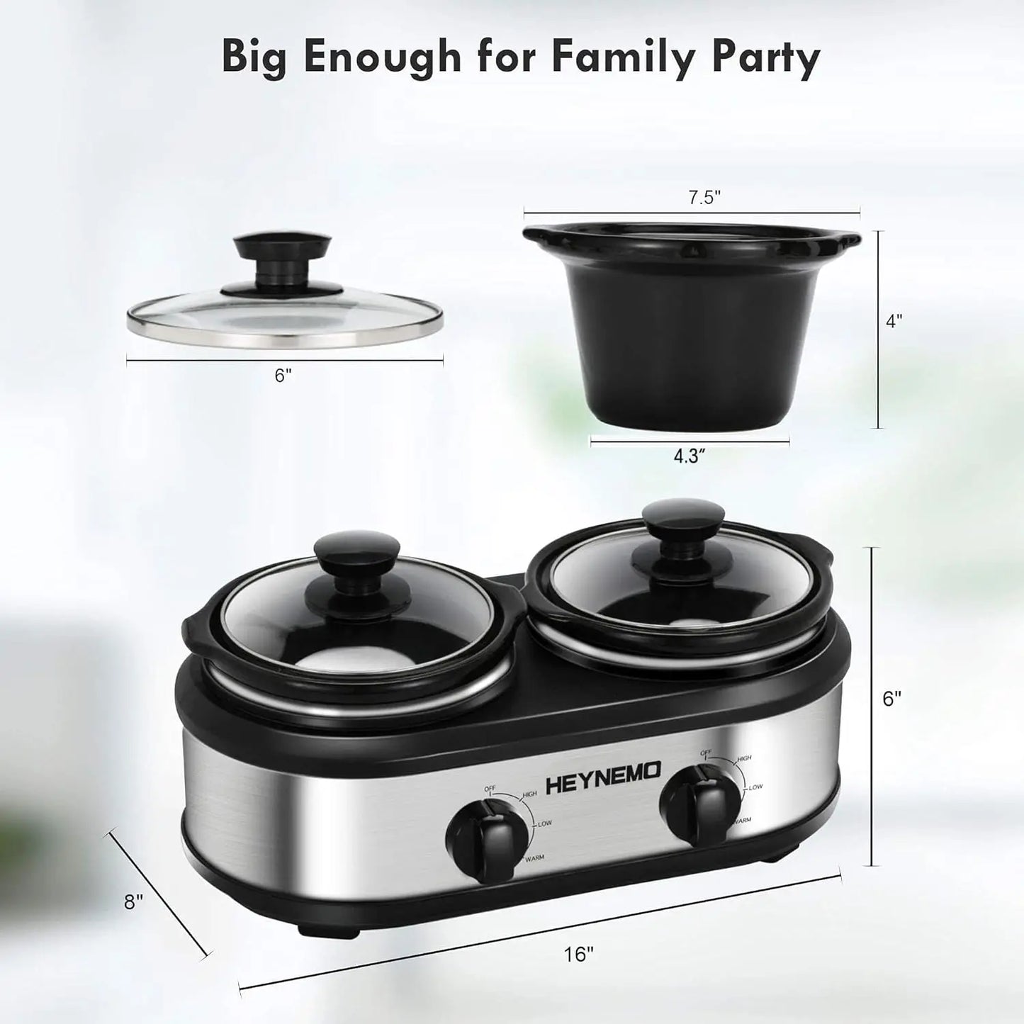 Iosn Double Slow Cooker Buffet Servers And Warmers Dual Pot
