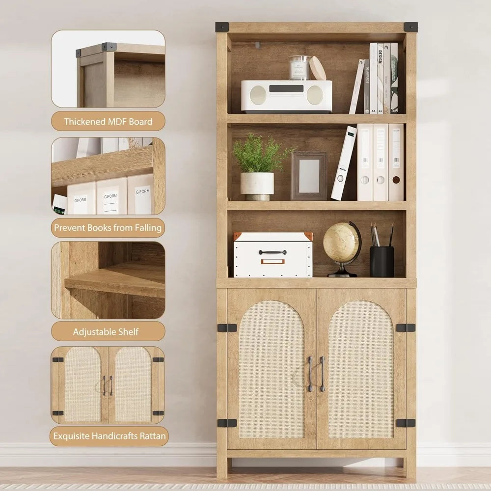 RBXCHignconcerned Tall Bookshelf Storage 5 Tier Cabinet