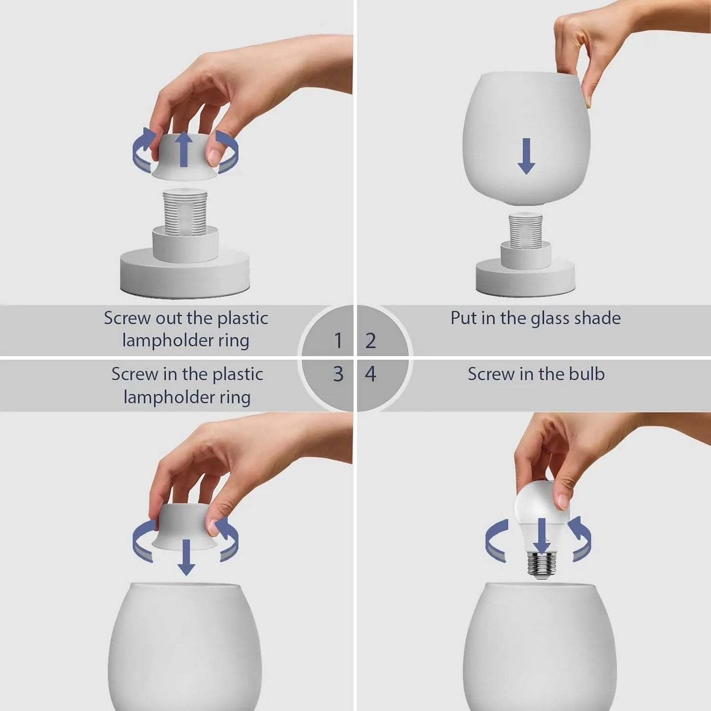 Two Suite Table Lamps Modern Dimmable Frosted Glass Bedside