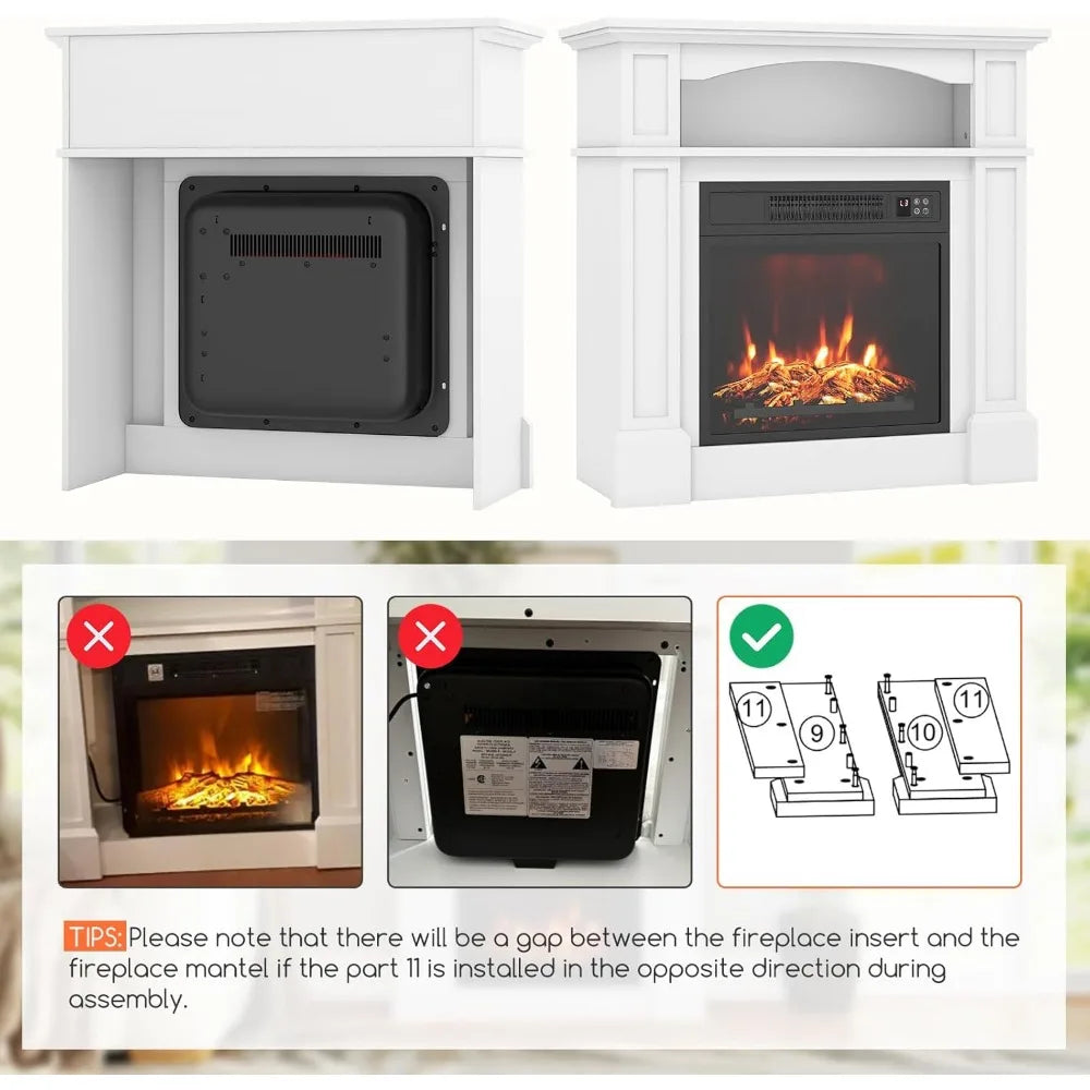 Freestanding Electric Fireplace Mantel And Wood Surround