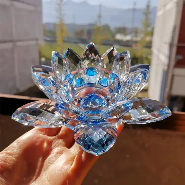 Hign-concerned Crystal Lotus Tealight Candle Holders Glass