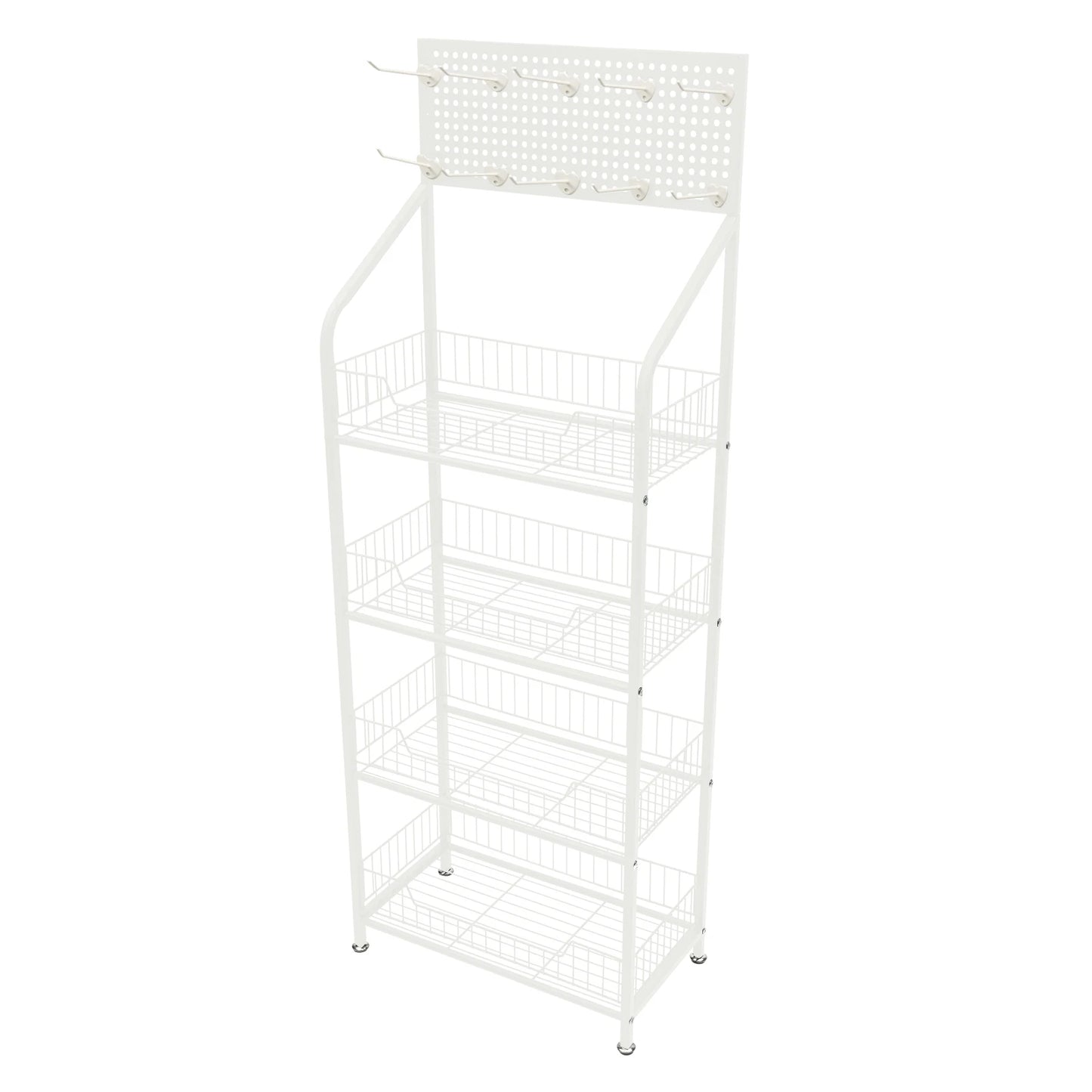 4 Tier Display Snack Rack With Universal Wheels Metal Stand