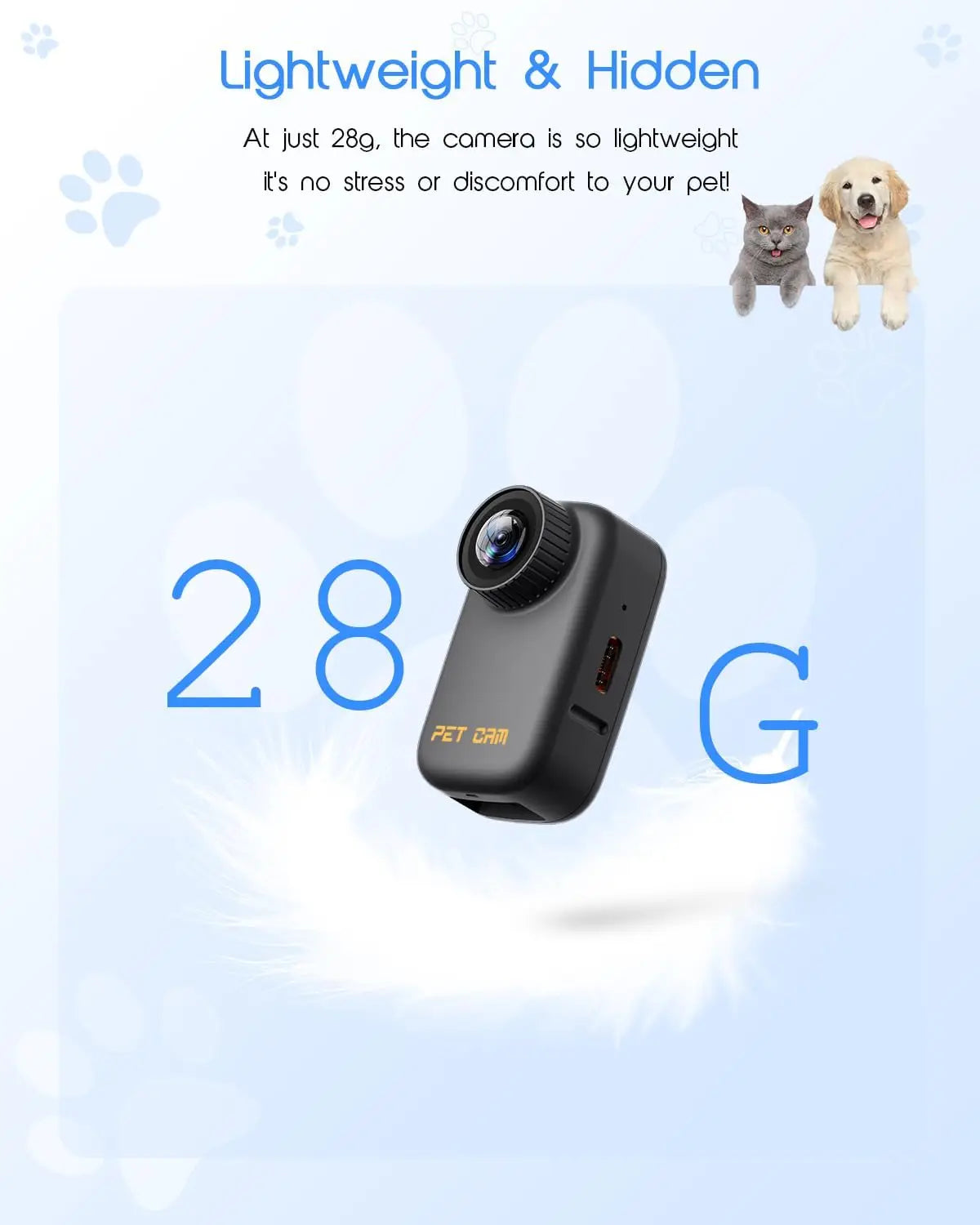 XMSJ 4K Cat Collar Camera HD WiFi Pet Camera With SD Card