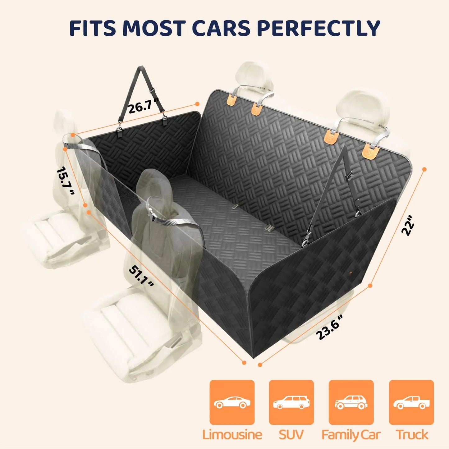 Dog Car Seat Cover Hammock Heavy Duty Backseat Extender