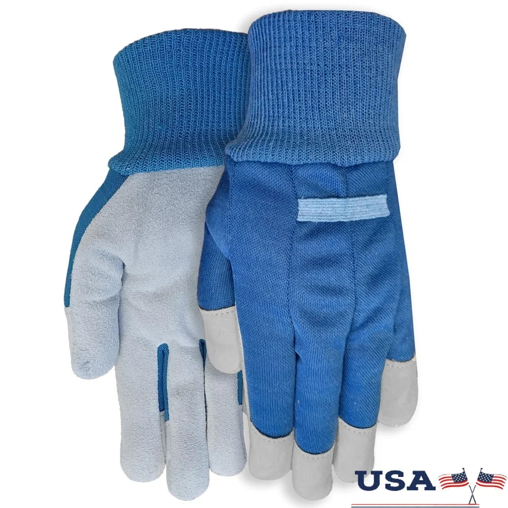 XMSJCN Ladies Durable Cowhide Leather Gloves Canvas Back