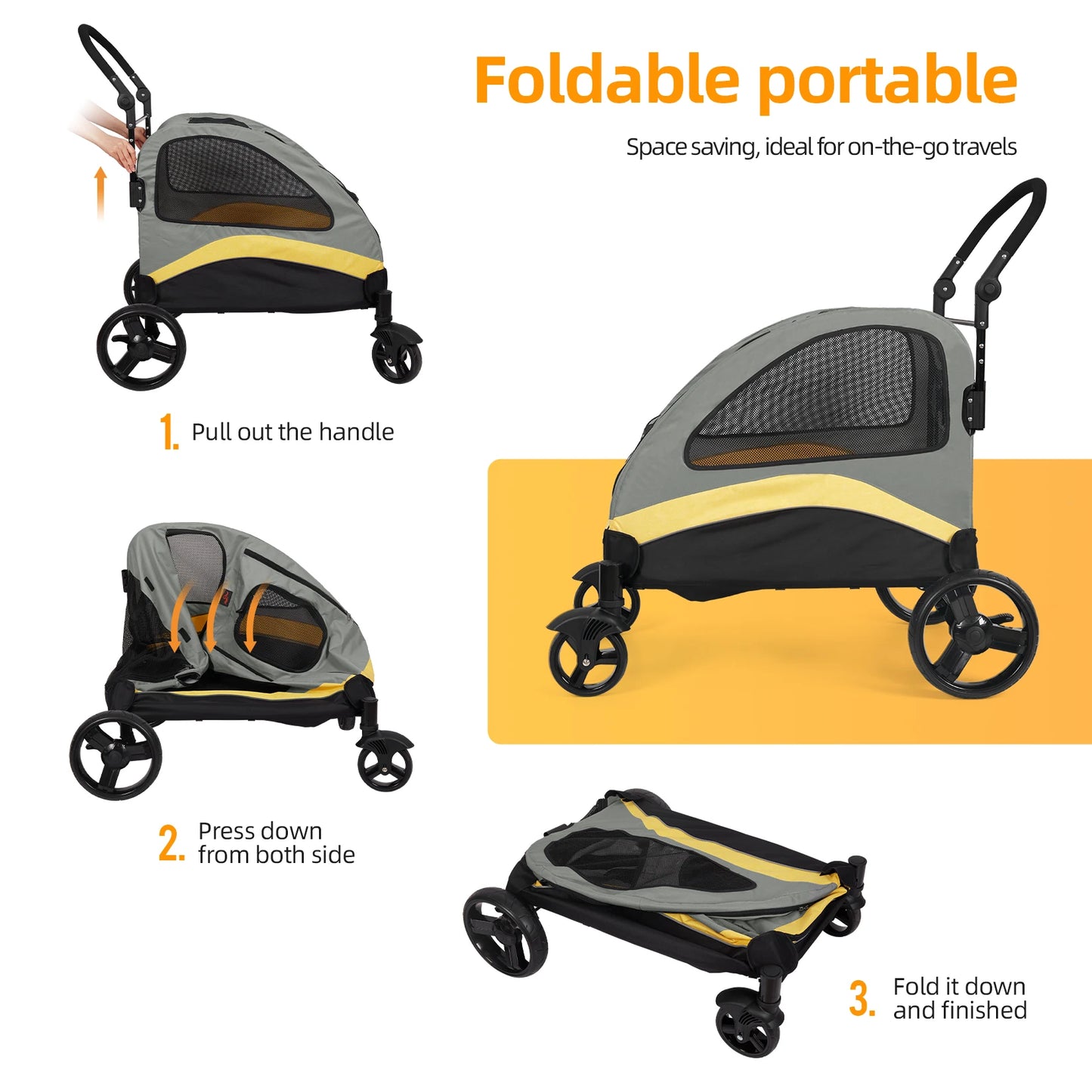 Dog Stroller Pet Jogger Wagon Foldable Travel Trolley Carrier