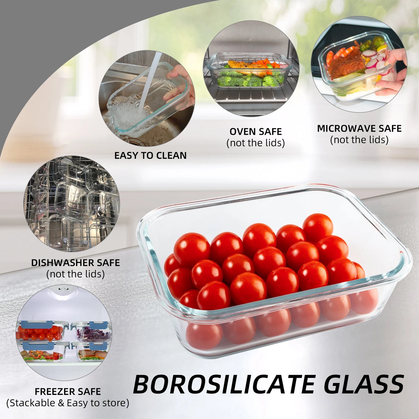 Glass Food Storage Containers 16 Piece Leakproof BPA Free