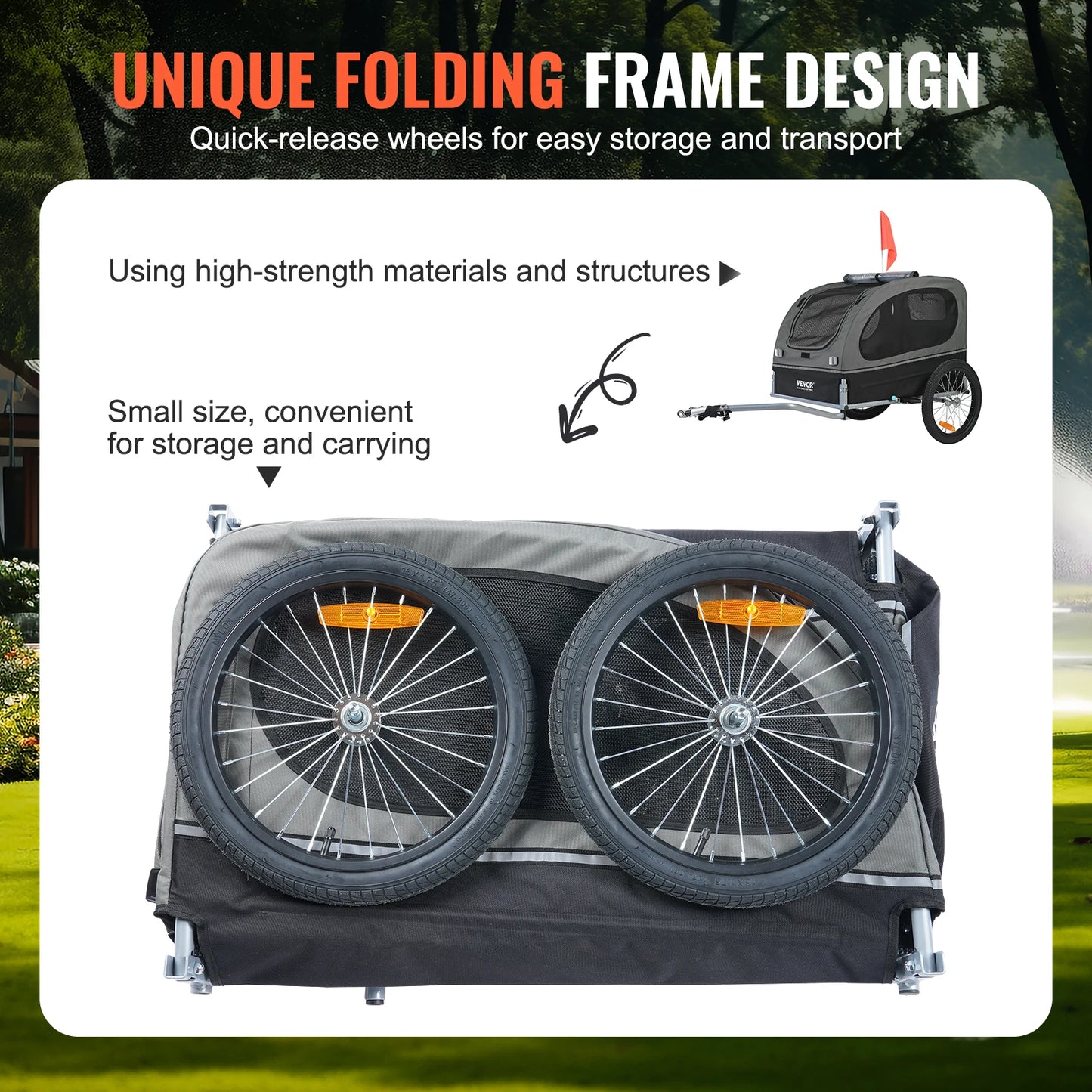 SucceBuy Dog Bike Trailer Carrier With Wheels Reflectors