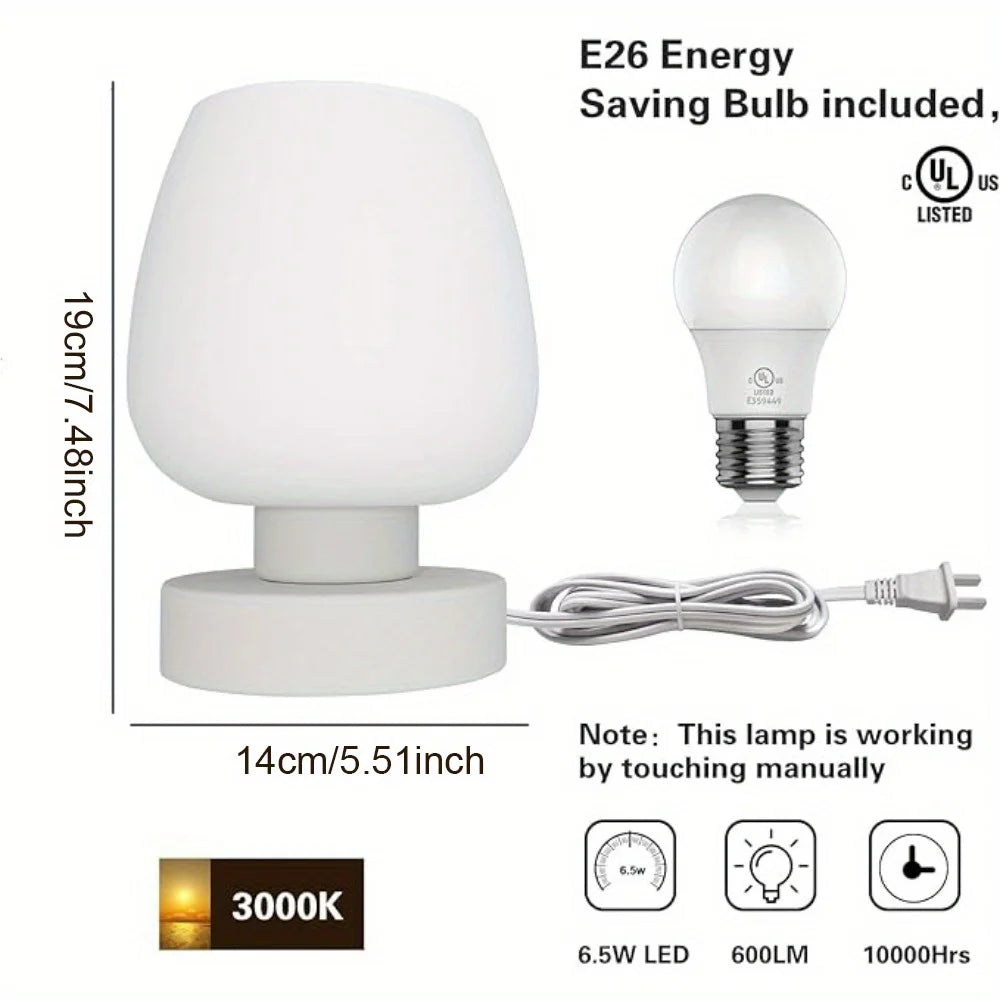 Two Suite Table Lamps Modern Dimmable Frosted Glass Bedside