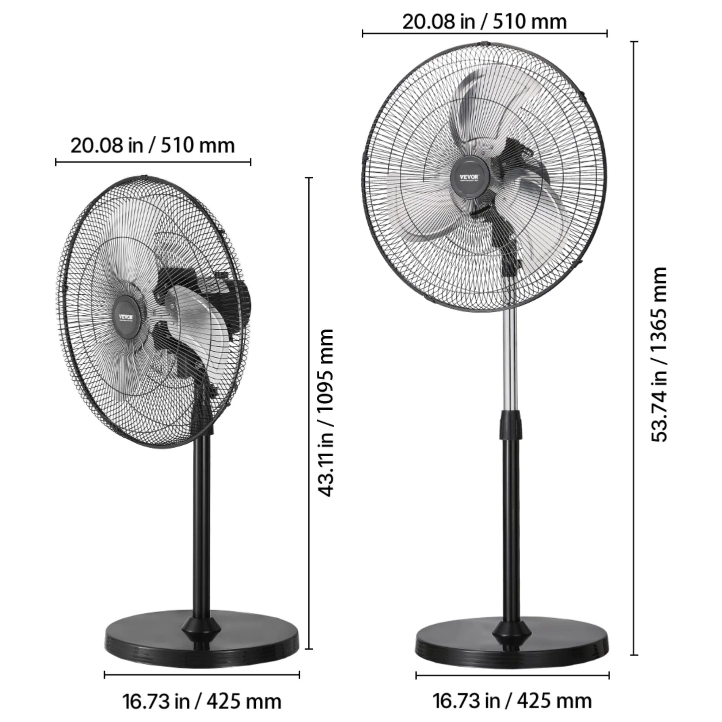 SucceBuy Pedestal Fan 3 Speed Oscillating Standing