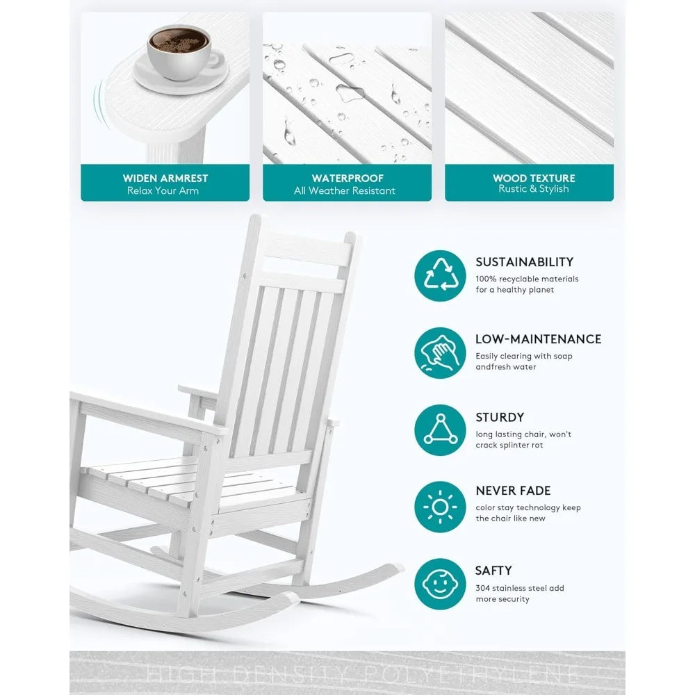 Angduo Outdoor Rocking Chair HDPE All Weather Porch Rocker
