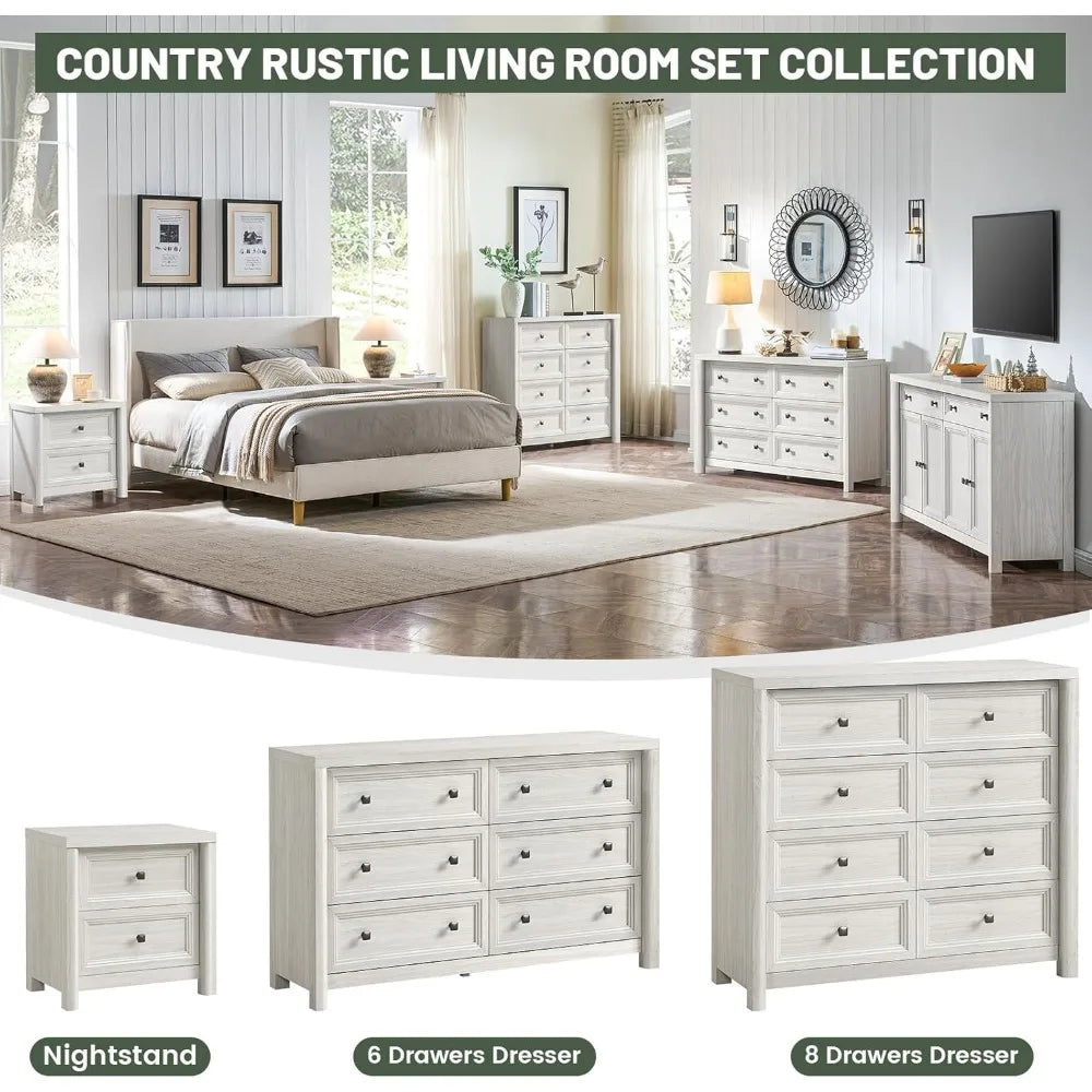 XUYUAN Farmhouse Night Stands Set of 2 with Drawers