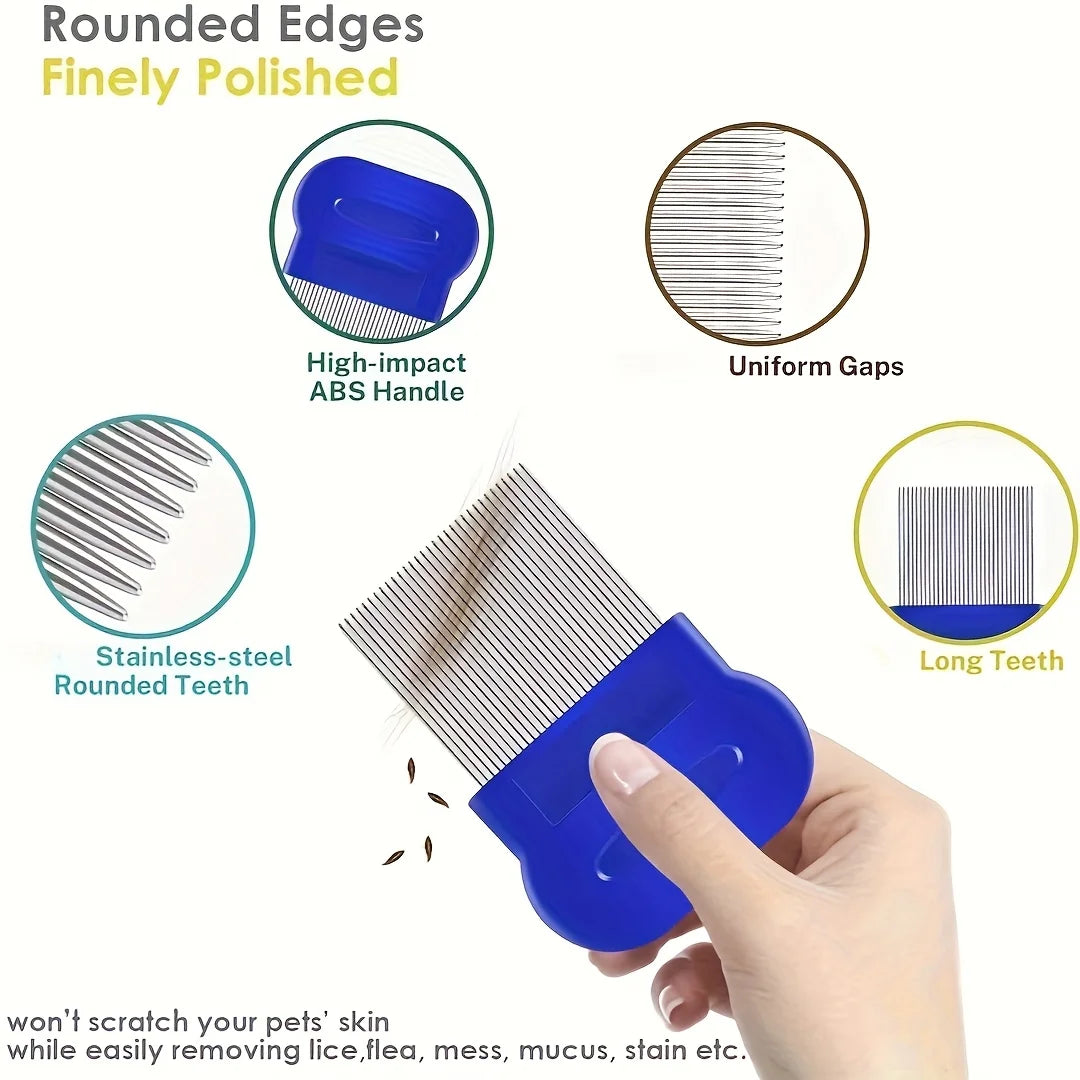 Stainless Steel Flea and Lice Grooming Comb for Dogs and Cats 4 Pack