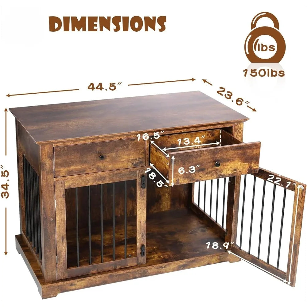 HUANZHUANG Wooden Dog Crate End Table With Storage Drawers