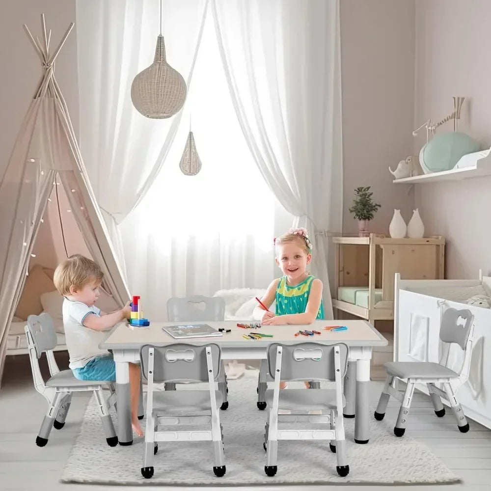 High Concerned Height Adjustable Kids Table 6 Chairs
