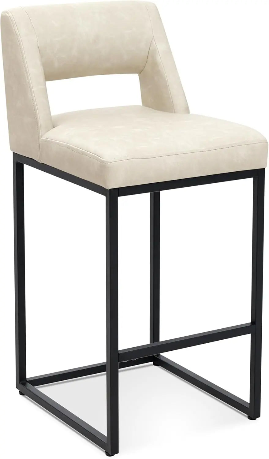 ZHUOTING Modern Bar Stools With Backs Upholstered Faux Leather
