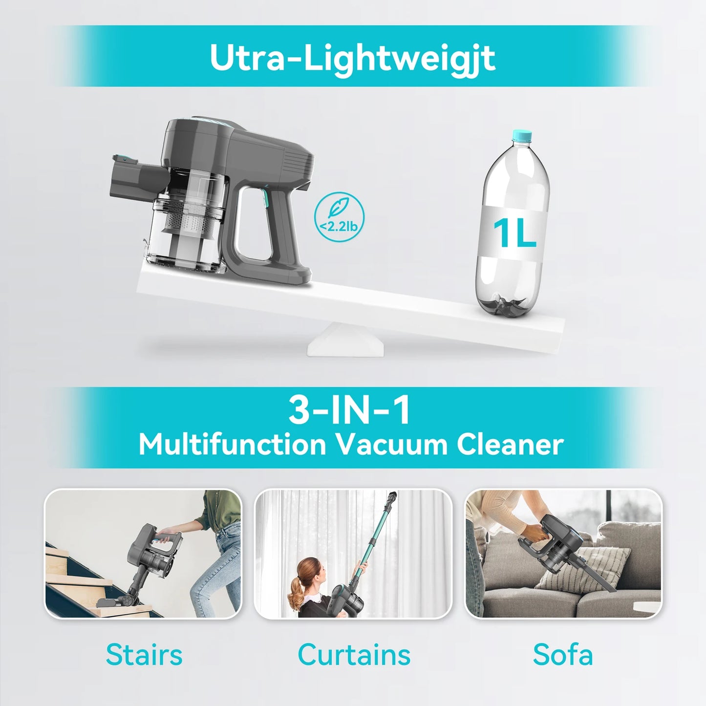 INSE N300 Cordless Upright Vacuum for Carpet Floors