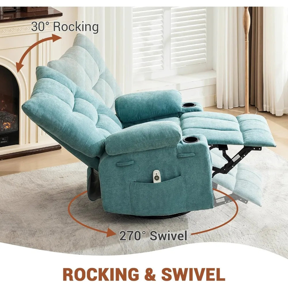 OEING Swivel Rocker Recliner Chair With Massage And Heat