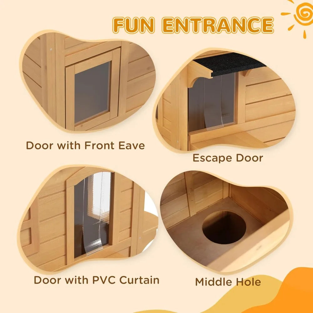 Pawhut Outdoor Cat House Weatherproof Wooden Enclosure