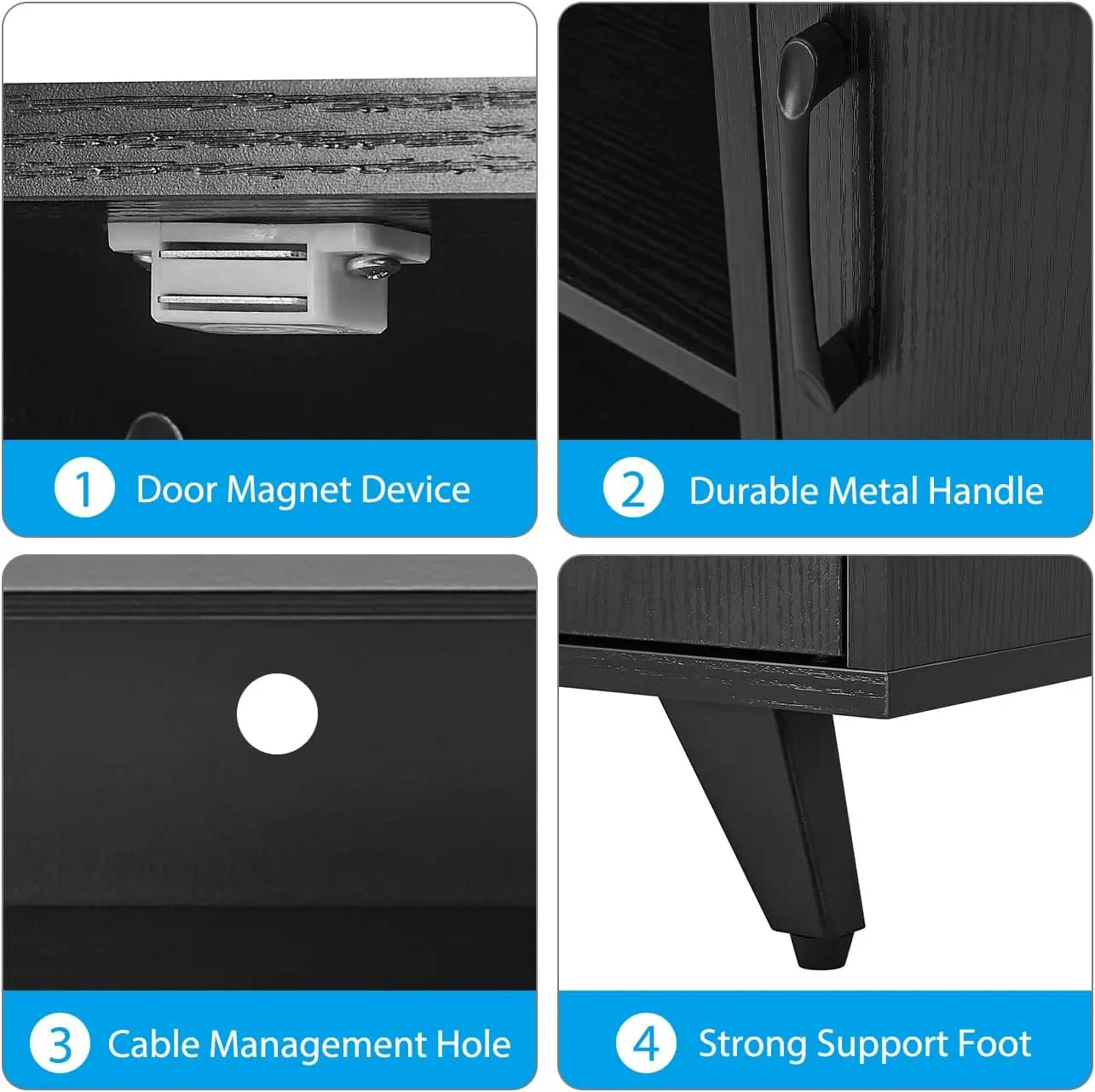 TV Stand Entertainment Center With Doors And Open Shelves
