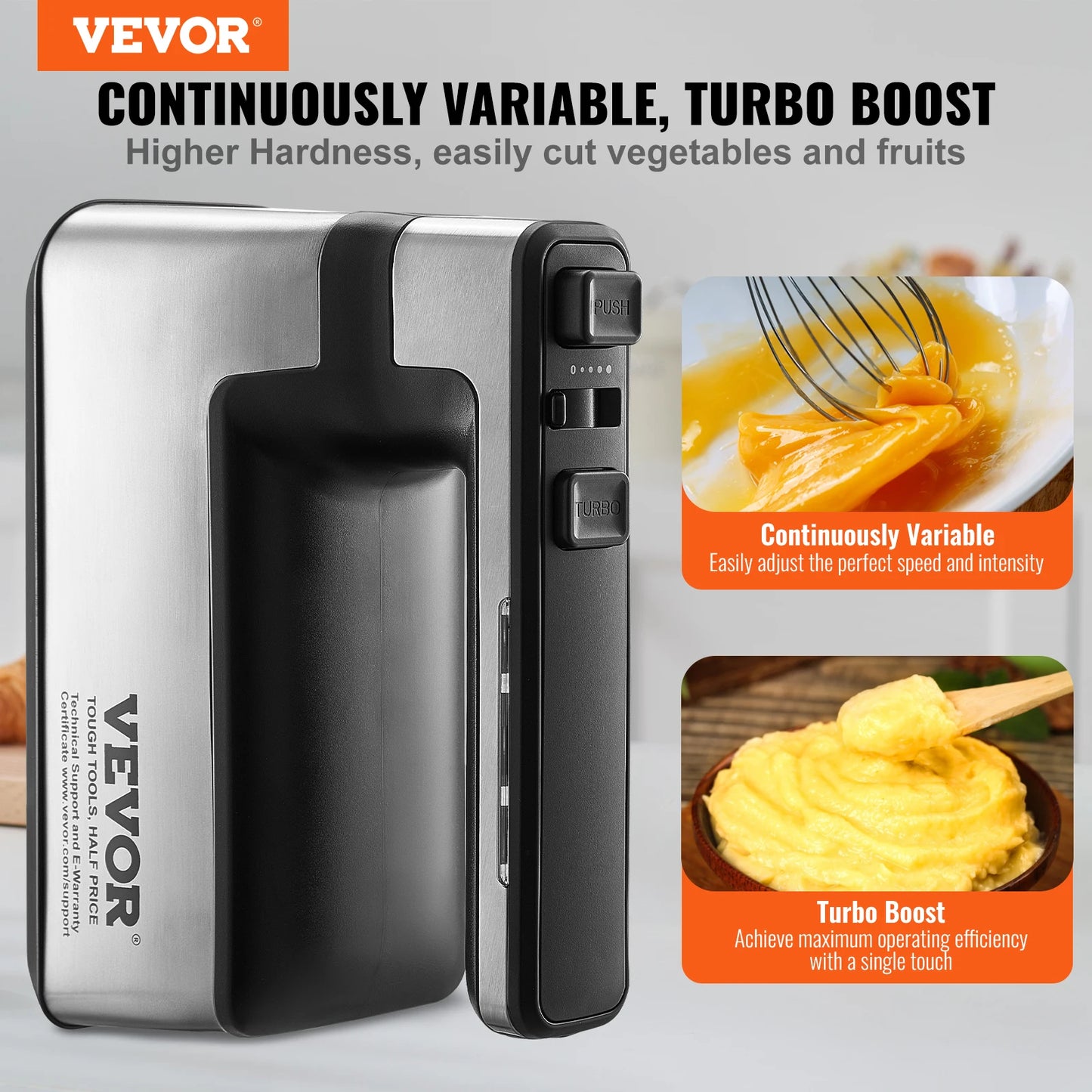 VEVOR Cordless Electric Hand Mixer With 5 Gear Speeds