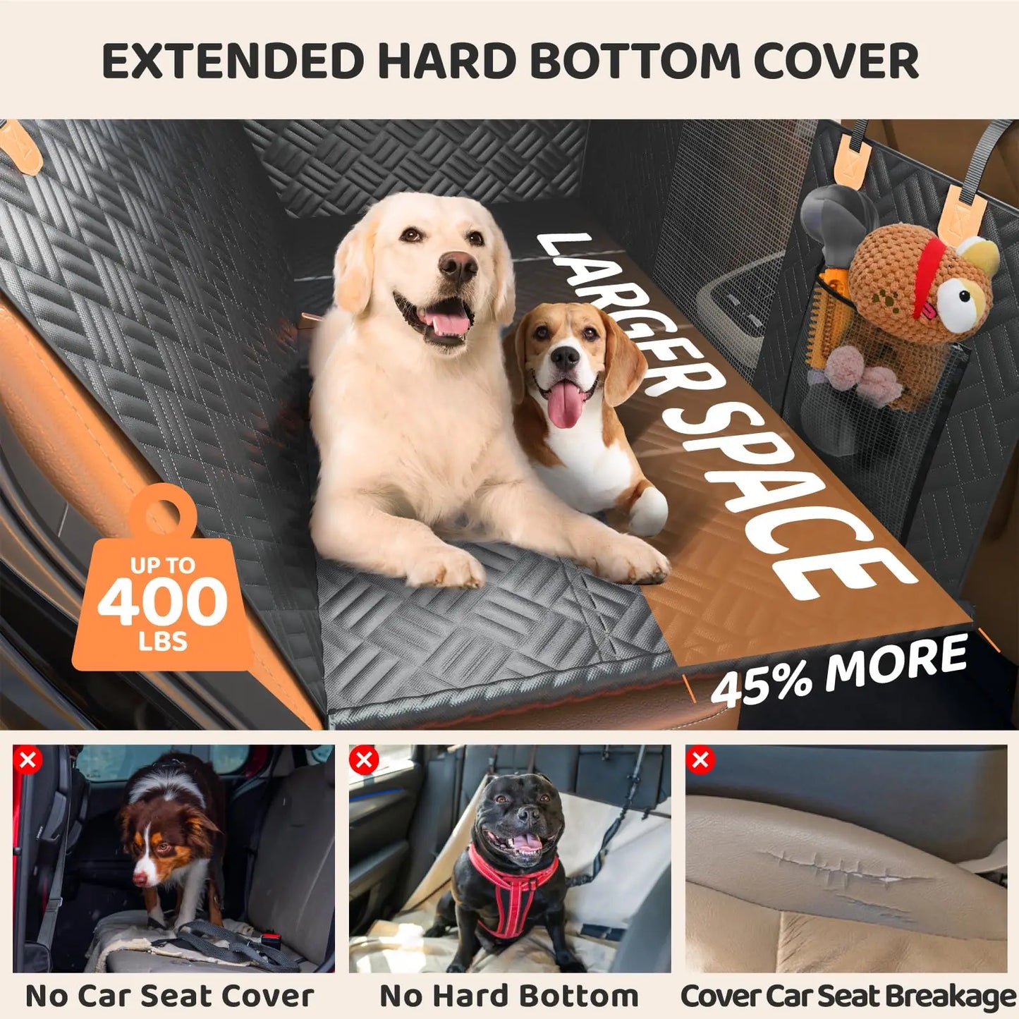 Dog Car Seat Cover Hammock Heavy Duty Backseat Extender