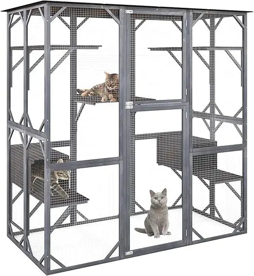 Hign Concerned Outdoor Cat Enclosure Weatherproof Wood Cage