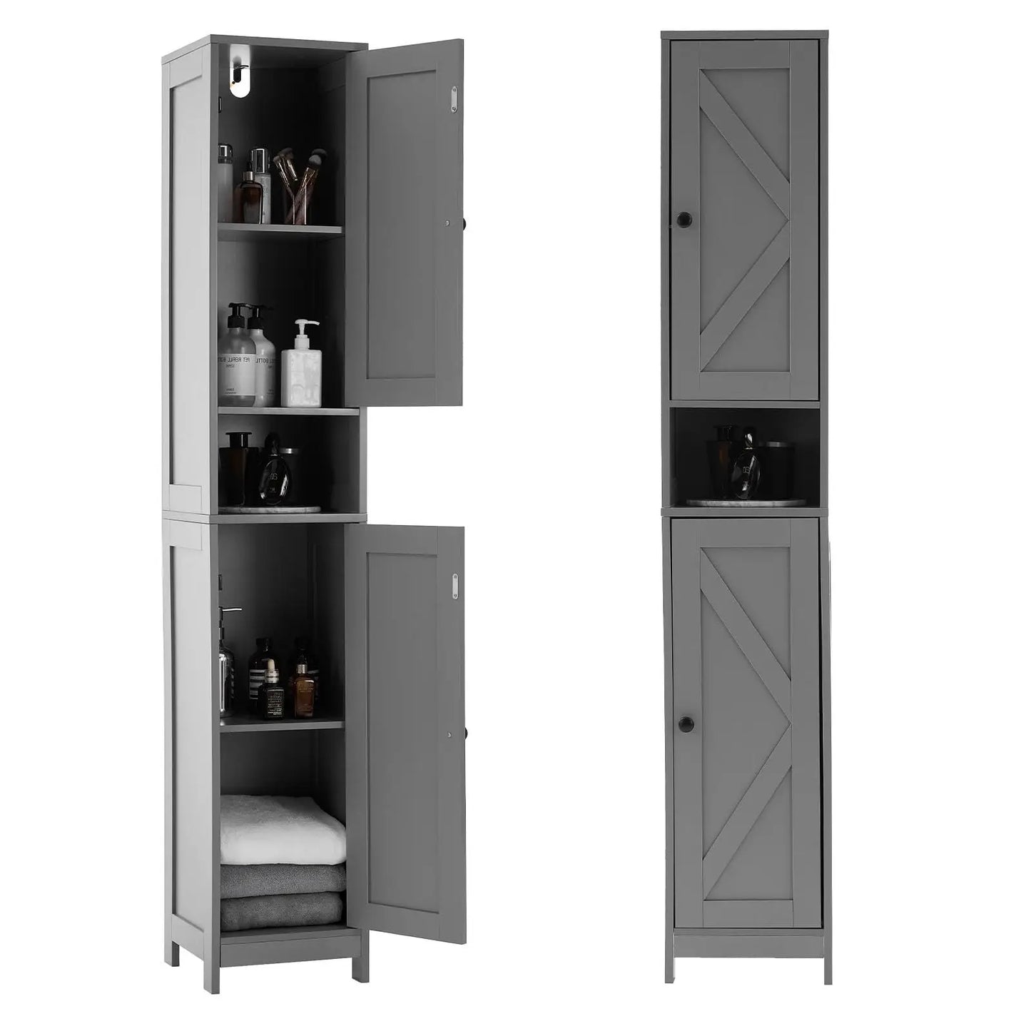 HiMISS Anti-Tip Bathroom Storage Cabinet With Adjustable Shelves