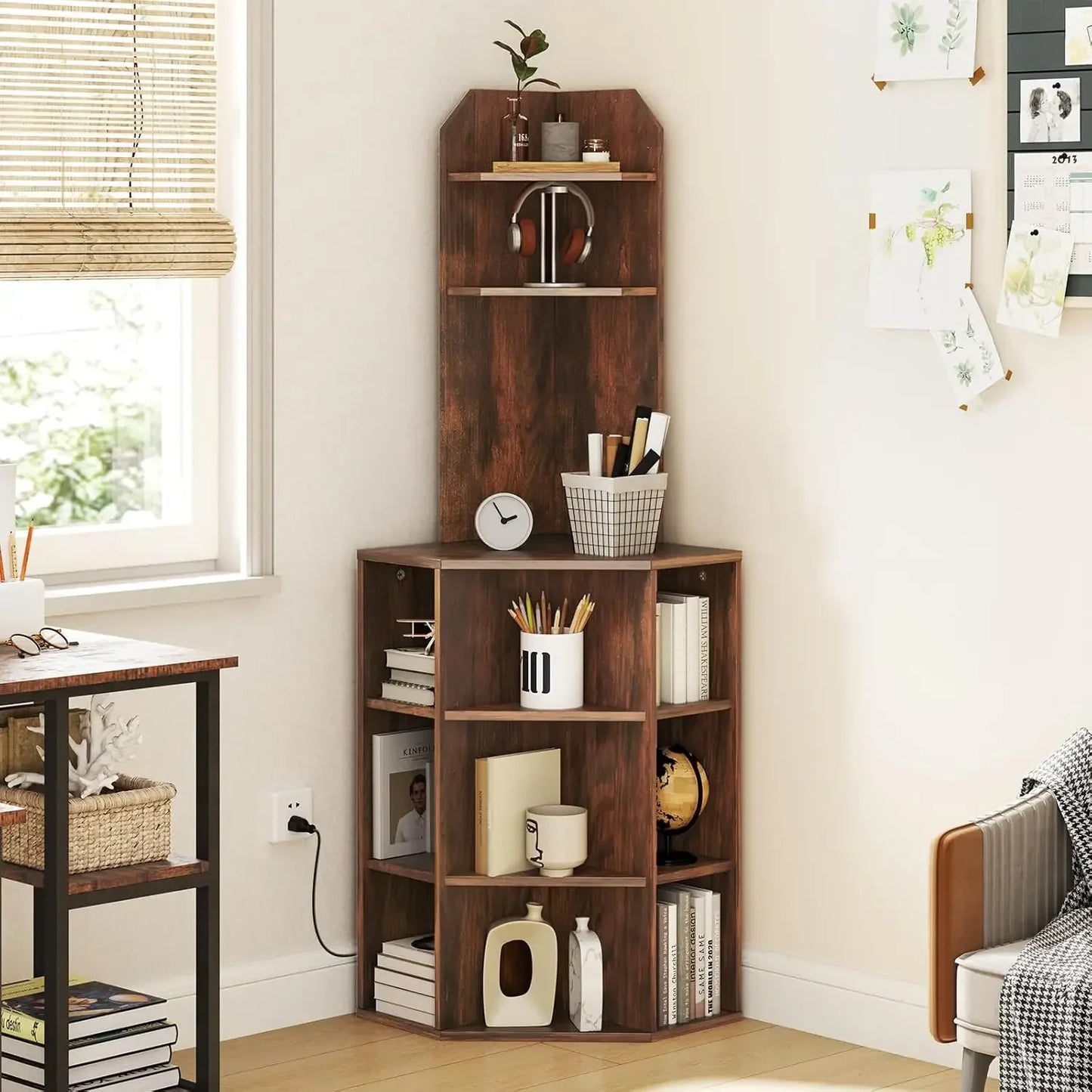 Charge Unit Corner Shelf With Charging USB Ports Outlets
