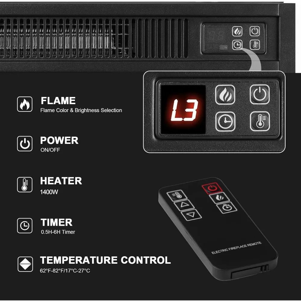 Farmhouse Style TV Stand With Electric Fireplace And Stone Surround