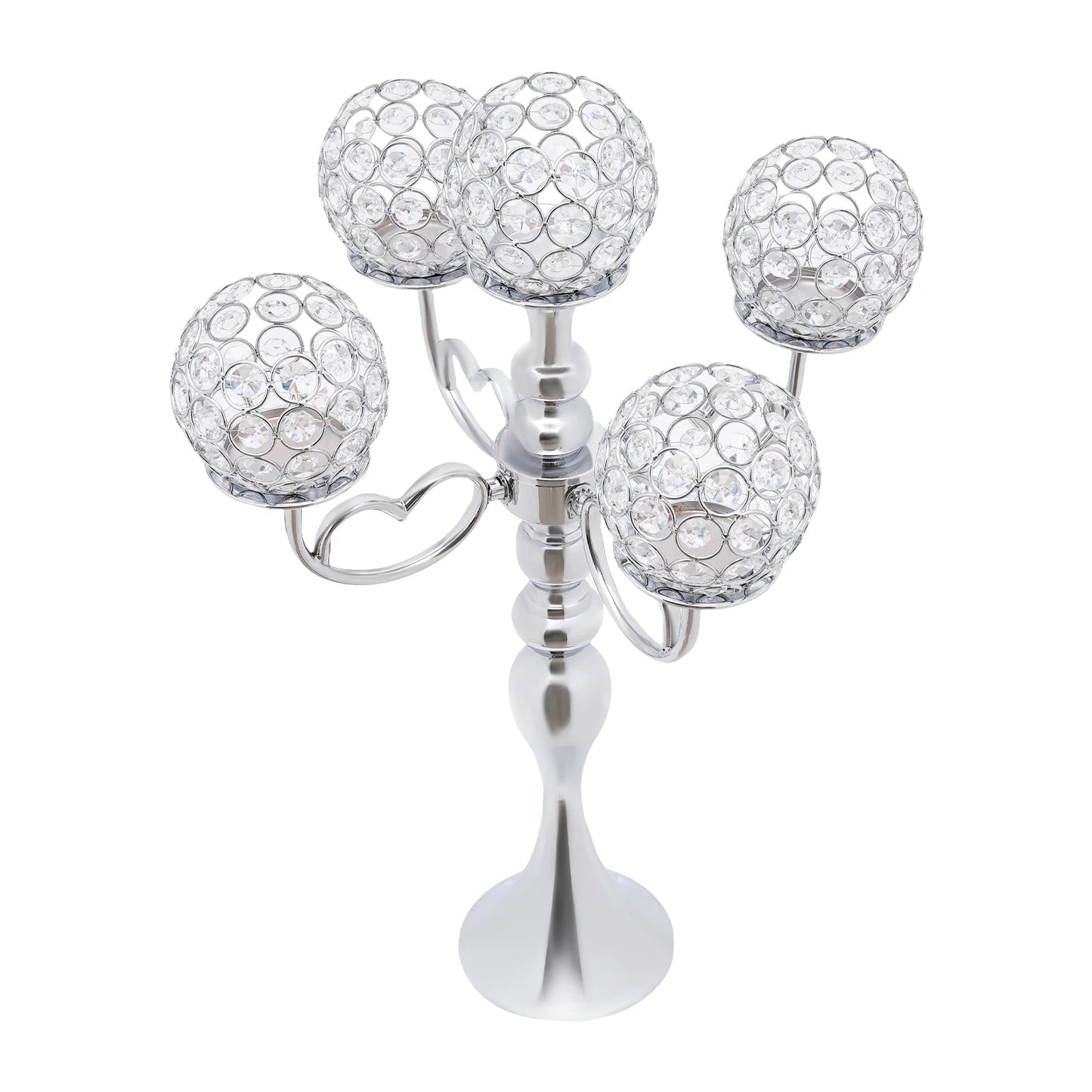 Hign-concerned Iron Candle Holder With Crystal Beads