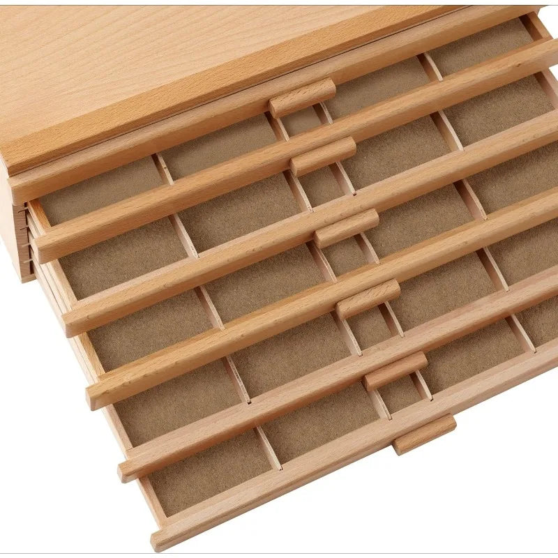 Wooden 6 Drawer Artist Supply Box For Pastels And Tools