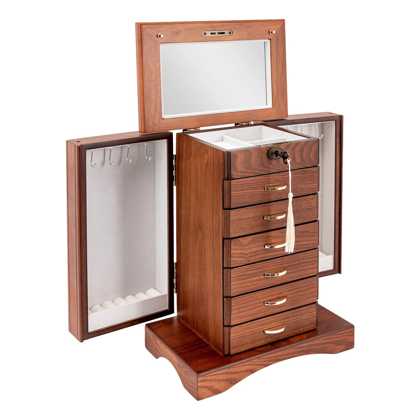 Sichuan Retro Walnut Jewelry Box 7 Layers Flocking Lining