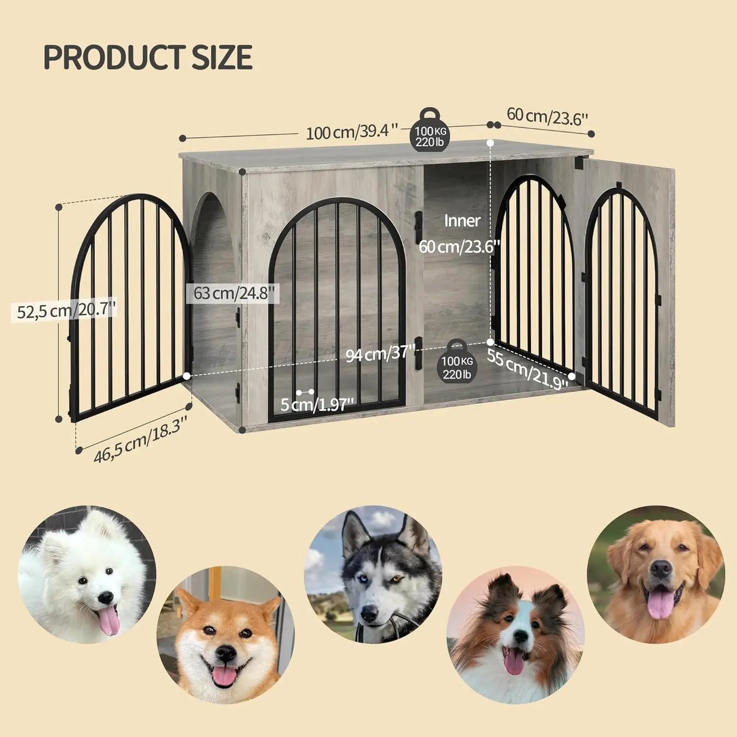CN Sichuan Wooden Dog Crate TV Stand Kennel Anti Chew