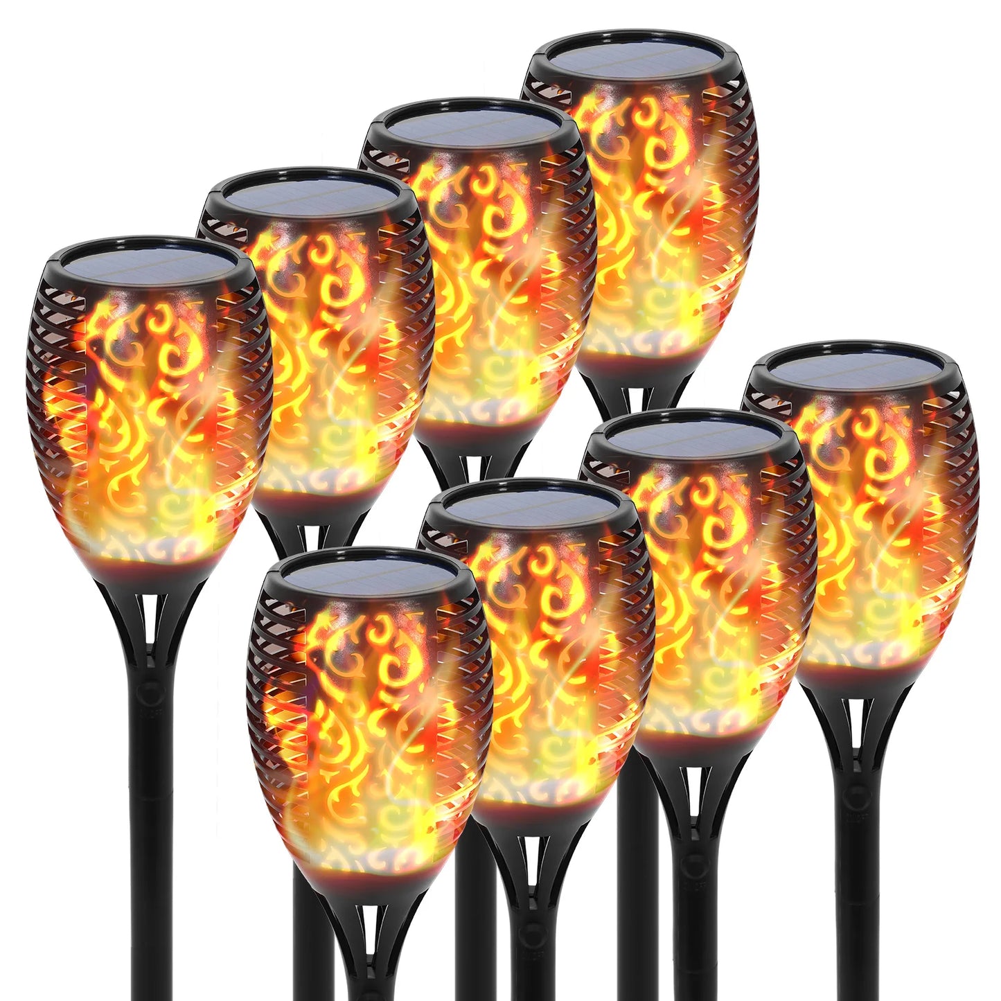 Solar Flame Torch Lights Outdoor LED Landscape Garden Pathway Waterproof