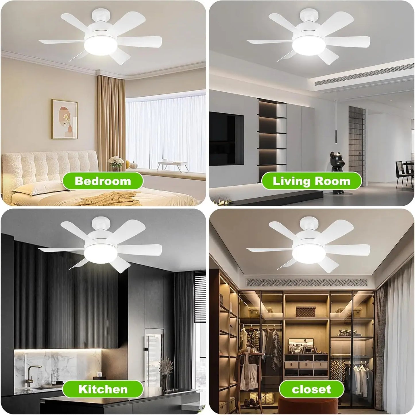 Mexllex LED Ceiling Fan Light E26 Remote Dimmable 3 Colors