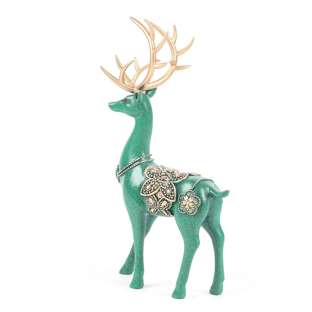 Hign Concerned Deer Tabletop Statue Figurine Reindeer Decor