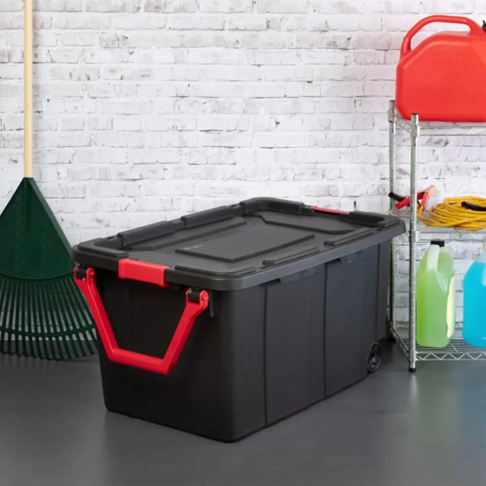 Industrial Wheeled Stackable Storage Totes With Lids