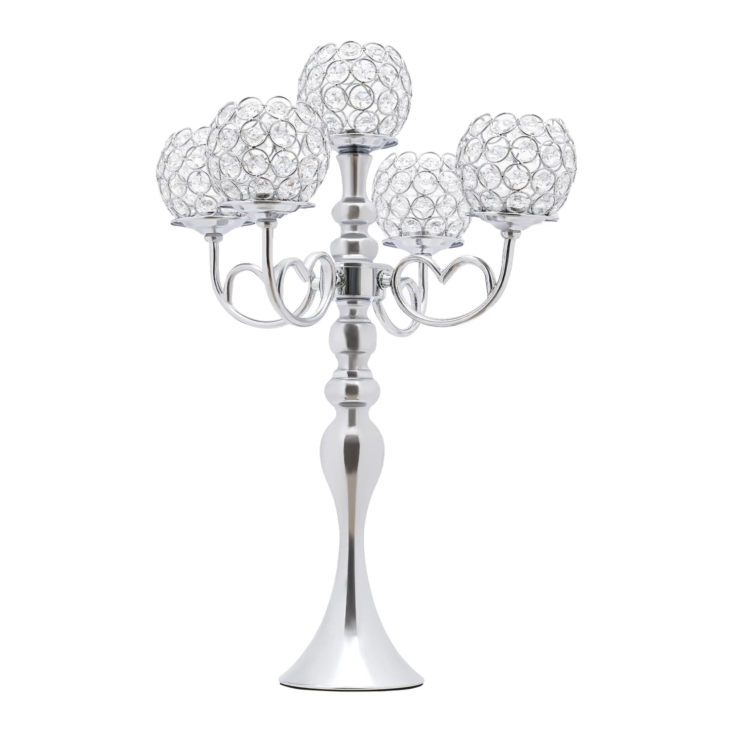 Hign-concerned Iron Candle Holder With Crystal Beads