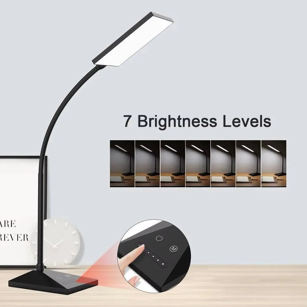 Led Desk Lamp Dimmable Eye Protection Gooseneck 12W 72 LED
