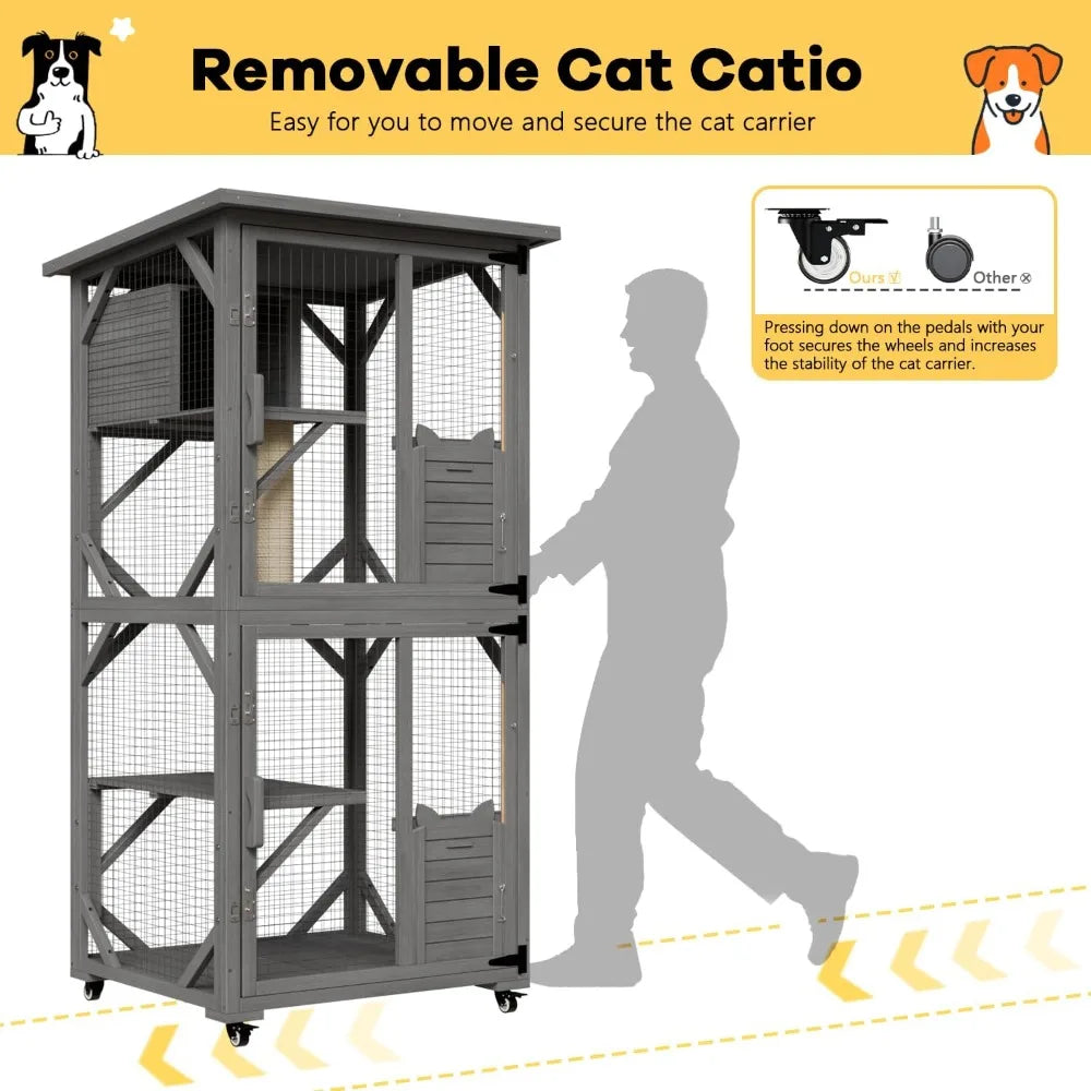 Closure Outdoor Catio Cat Enclosure With Waterproof Roof