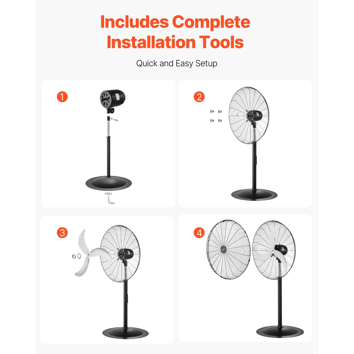 SucceBuy Pedestal Fan 3 Speed Oscillating Standing