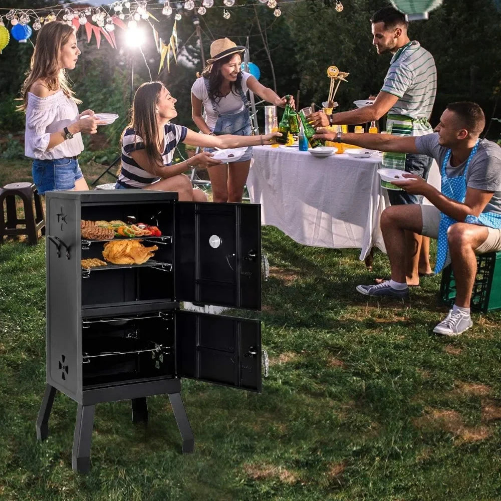 PEISI Vertical Charcoal Smoker With Double Doors And Racks