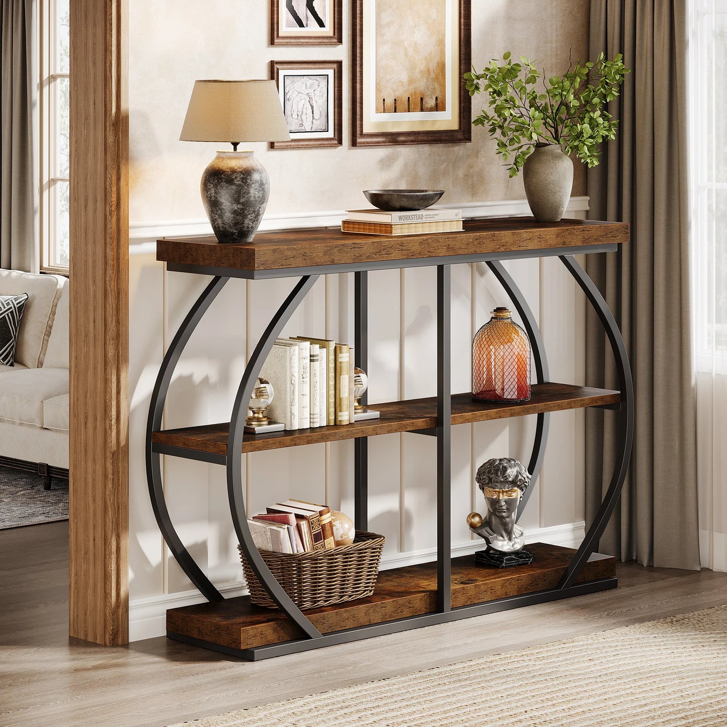 Tribesigns Industrial Console Table With Arched Frame